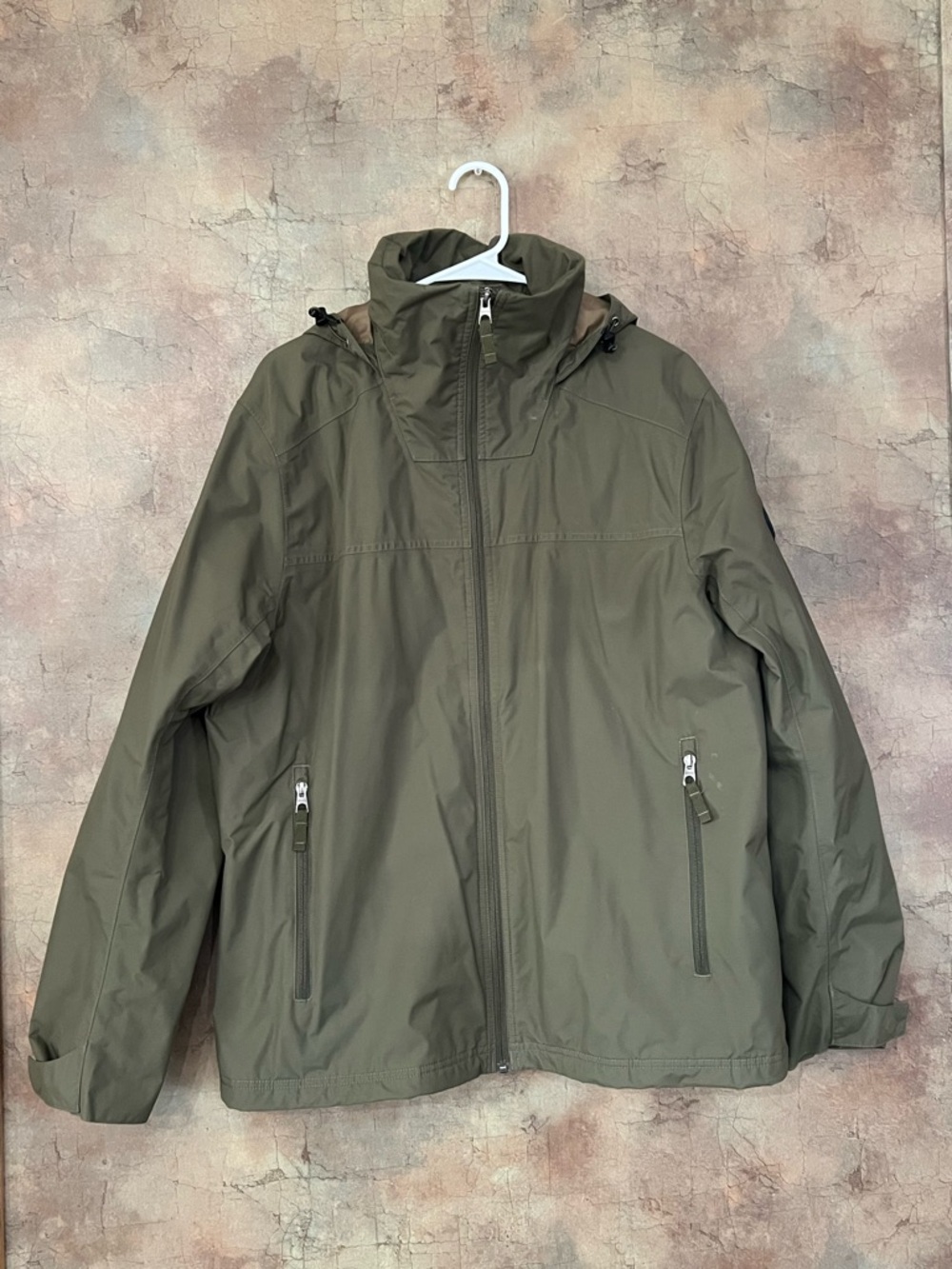 Timberland Men's Olive Green Hooded Waterproof Jacket